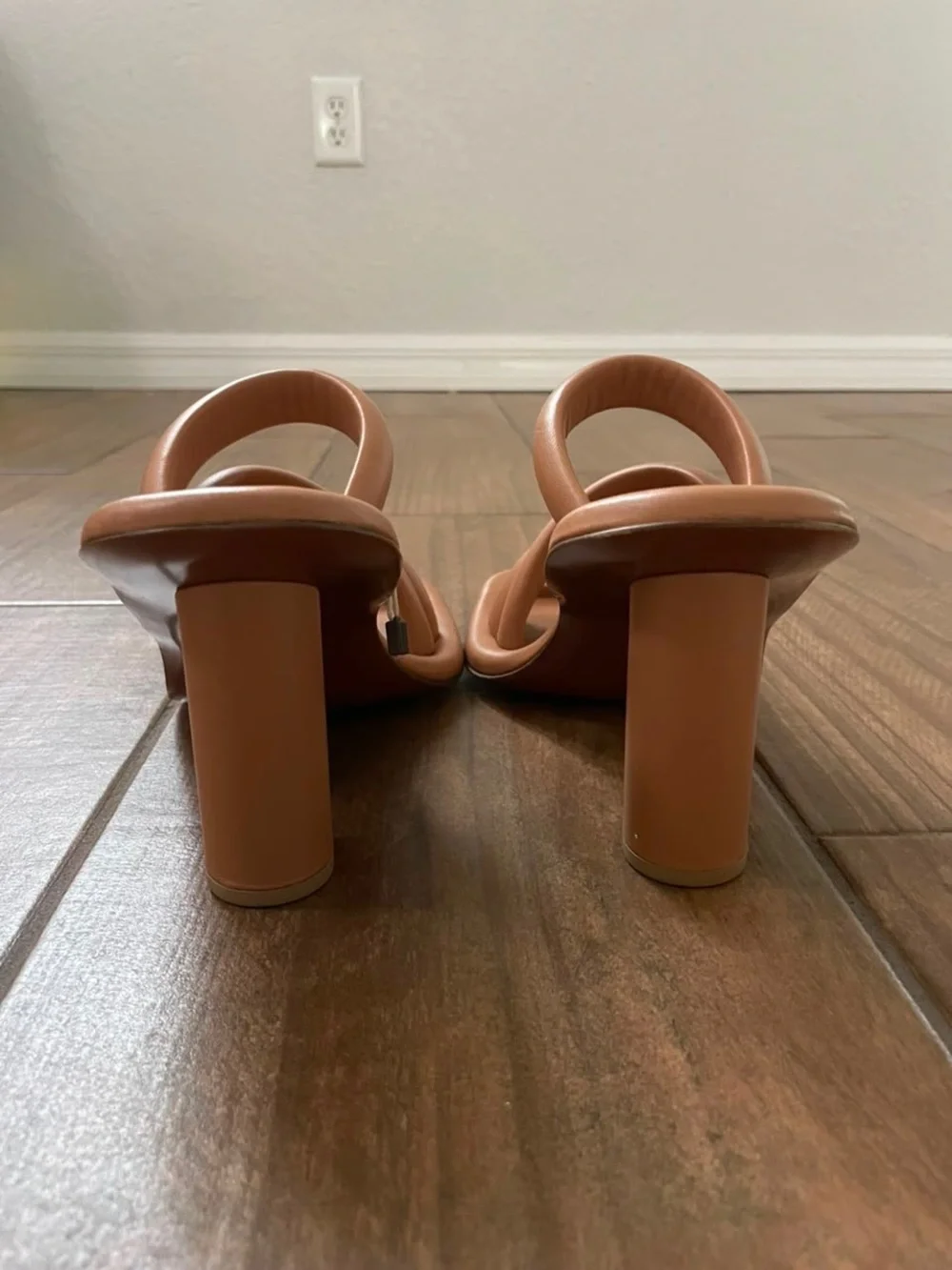 AMBUSH Tan Padded Spiral-Strap Heeled Sandals - Sculpted Comfort